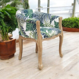Minster Natural Palm Leaf Fabric Louis Dining Chair - L57 X W64 X H68 Cm - thumbnail 3