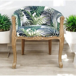 Minster Natural Palm Leaf Fabric Louis Dining Chair - L57 X W64 X H68 Cm - thumbnail 2