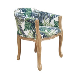 Minster Natural Palm Leaf Fabric Louis Dining Chair - L57 X W64 X H68 Cm - thumbnail 1