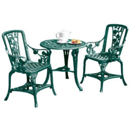 Garden Gear Antique Effect Rose Design 2 Seater Bistro Patio Set Table Uv-Stabilised Pvc (Verdigris) - thumbnail 2