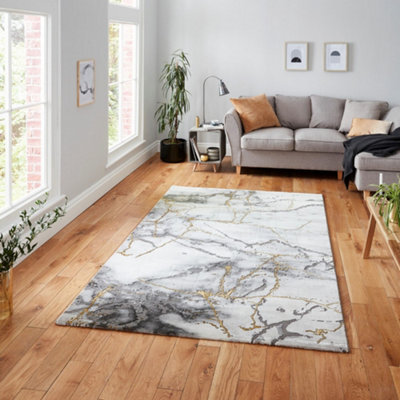 Ivory Gold Abstract Modern Easy To Clean Abstract Rug For Dining Room Bedroom And Living Room-120Cm X 170Cm - image 1