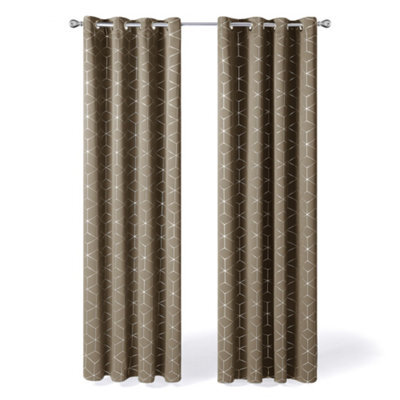 Deconovo Blackout Curtains, Noise Reduction Curtains, Diamond Foil Printed Energy Saving Curtains, W66 X L54 Inch, Taupe, 2 Panels - image 1