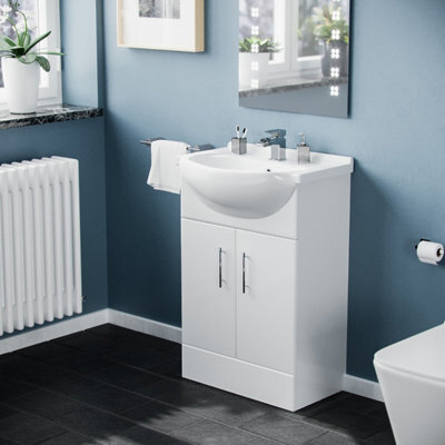 Nes Home Dyon 550mm Floorstanding Basin Vanity Unit White - image 1