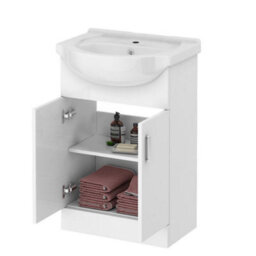 Nes Home Dyon 550mm Floorstanding Basin Vanity Unit White - thumbnail 3