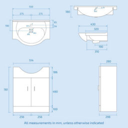 Nes Home Dyon 550mm Floorstanding Basin Vanity Unit White - thumbnail 4