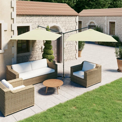 Berkfield Double Parasol With Steel Pole Sand 600X300 Cm - image 1