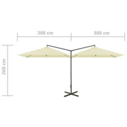 Berkfield Double Parasol With Steel Pole Sand 600X300 Cm - thumbnail 8