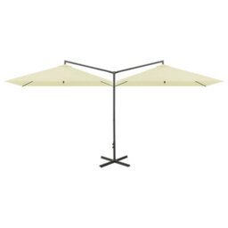 Berkfield Double Parasol With Steel Pole Sand 600X300 Cm - thumbnail 2