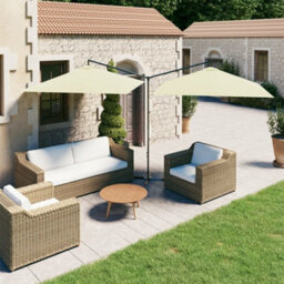 Berkfield Double Parasol With Steel Pole Sand 600X300 Cm - thumbnail 1