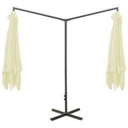 Berkfield Double Parasol With Steel Pole Sand 600X300 Cm - thumbnail 4