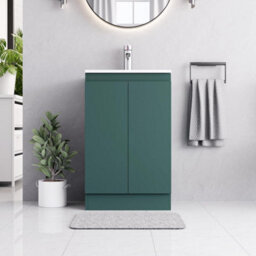 Belofay 500mm Bathroom Vanity Unit With Basin, White Ceramic Bathroom Sink With Trap And Waste, No Tap Included(Denvor Green) - thumbnail 6