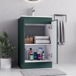Belofay 500mm Bathroom Vanity Unit With Basin, White Ceramic Bathroom Sink With Trap And Waste, No Tap Included(Denvor Green) - thumbnail 2