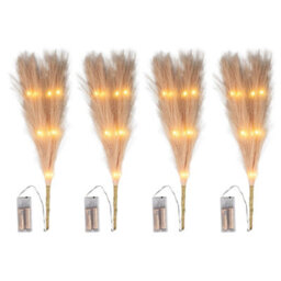 Shatchi 45Cm Prelit Champagne  Pampas Grass Warm White Leds Battery-Operated Christmas Artificial Flowers For Room Decorations - thumbnail 6