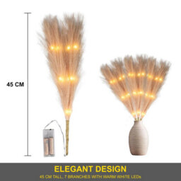 Shatchi 45Cm Prelit Champagne  Pampas Grass Warm White Leds Battery-Operated Christmas Artificial Flowers For Room Decorations - thumbnail 8