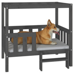 Berkfield Dog Bed Grey 95.5X73.5X90 Cm Solid Wood Pine - thumbnail 4