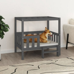 Berkfield Dog Bed Grey 95.5X73.5X90 Cm Solid Wood Pine - thumbnail 1