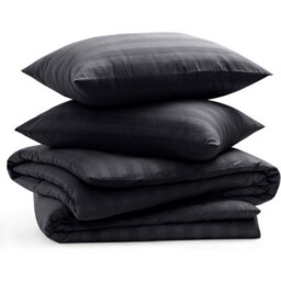 Bedlooms Black Stripe Duvet Cover Complete Bedding Set, Breathable & Anti-Allergic Microfiber, Single 135X200Cm - thumbnail 2