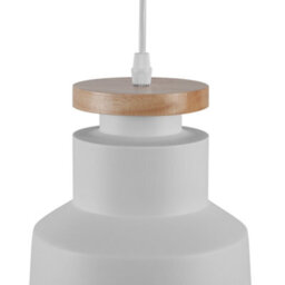 Wyld And Coco Nordiclume Geometric Pendant Light White Matte With Wood Top, 19Cm X 189Cm - thumbnail 5