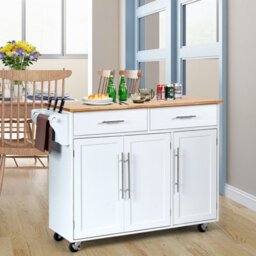 Costway Kitchen Trolley Cart Rolling Utility Island Kitchen Island-White - thumbnail 6