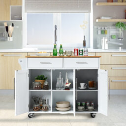 Costway Kitchen Trolley Cart Rolling Utility Island Kitchen Island-White - thumbnail 5