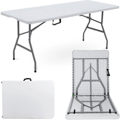 Crystals 6Ft Catering Camping Heavy Duty Folding Trestle Table Picnic Bbq Party - image 1