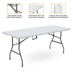 Crystals 6Ft Catering Camping Heavy Duty Folding Trestle Table Picnic Bbq Party - thumbnail 4