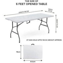 Crystals 6Ft Catering Camping Heavy Duty Folding Trestle Table Picnic Bbq Party - thumbnail 3
