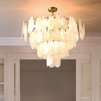 Beliani 80Cm Chandelier Pendant Lamp With Artistic Translucent Glass Plates - image 1