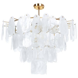Beliani 80Cm Chandelier Pendant Lamp With Artistic Translucent Glass Plates - thumbnail 3
