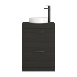 Royal Bathrooms Turin 500mm Freestanding Bathroom Vanity Unit With Sink 2 Drawer Hale Black & Art Countertop Basin - thumbnail 5