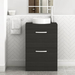 Royal Bathrooms Turin 500mm Freestanding Bathroom Vanity Unit With Sink 2 Drawer Hale Black & Art Countertop Basin - thumbnail 1