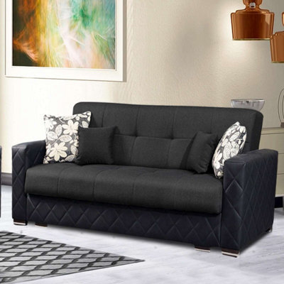 Sliding Wardrobes 4 u LTD Chenchan Fabric Storage 2 Seater Sofa Bed Available In 2 Color -  Fullblack 2Seater - image 1