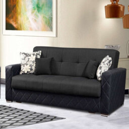 Sliding Wardrobes 4 u LTD Chenchan Fabric Storage 2 Seater Sofa Bed Available In 2 Color -  Fullblack 2Seater - thumbnail 1