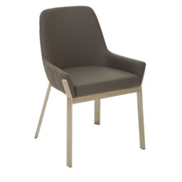 Orsina Grey Dining Chair With Flared Back, Curved Back Accent Arm Chair For Dining, Silver Finished Angular Legs - thumbnail 2