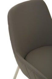 Orsina Grey Dining Chair With Flared Back, Curved Back Accent Arm Chair For Dining, Silver Finished Angular Legs - thumbnail 5