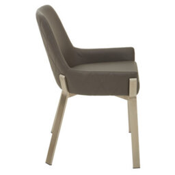 Orsina Grey Dining Chair With Flared Back, Curved Back Accent Arm Chair For Dining, Silver Finished Angular Legs - thumbnail 3