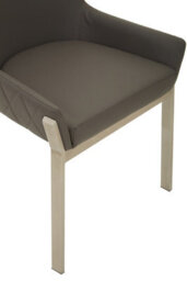 Orsina Grey Dining Chair With Flared Back, Curved Back Accent Arm Chair For Dining, Silver Finished Angular Legs - thumbnail 6