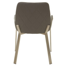 Orsina Grey Dining Chair With Flared Back, Curved Back Accent Arm Chair For Dining, Silver Finished Angular Legs - thumbnail 4
