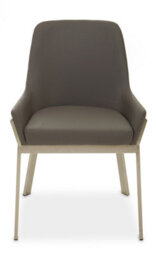Orsina Grey Dining Chair With Flared Back, Curved Back Accent Arm Chair For Dining, Silver Finished Angular Legs - thumbnail 7