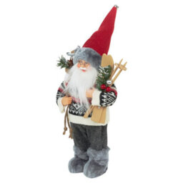 Urbn-Living Urbnliving 30Cm Standing Santa Figure With Skis Traditional Christmas Decoration Home Gift - thumbnail 5