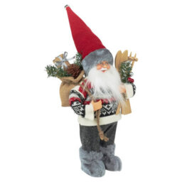Urbn-Living Urbnliving 30Cm Standing Santa Figure With Skis Traditional Christmas Decoration Home Gift - thumbnail 6