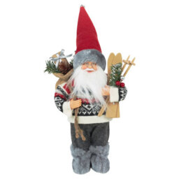 Urbn-Living Urbnliving 30Cm Standing Santa Figure With Skis Traditional Christmas Decoration Home Gift