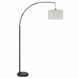 Xample Bridgeport Designs Madrid Arc Floor Lamp, Black Metal Base With Tan Linen Shade, Indoor Standing Lamp With Foot Switch - thumbnail 6