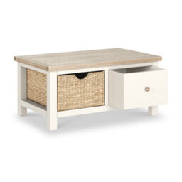 Farro Basket Coconut Coffee Table With Washed Oak Top - Fully Assembled - By Roseland Furniture - thumbnail 8