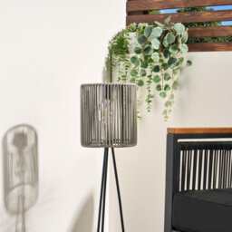 Ohs Rattan Solar Floor Lamp Cordless Outdoor Garden Light Auto Sensor - Grey - thumbnail 3