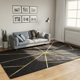 Berkfield Rug Washable Black And Gold 190X300 Cm Anti Slip - thumbnail 1