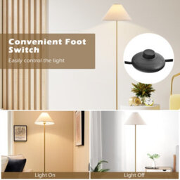 Costway 162 Cm Standing Pole Lamp W/ Linen Shade Gold Floor Lamp Foot Switch - thumbnail 5