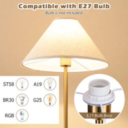 Costway 162 Cm Standing Pole Lamp W/ Linen Shade Gold Floor Lamp Foot Switch - thumbnail 6