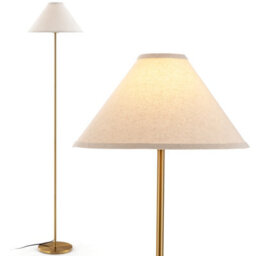 Costway 162 Cm Standing Pole Lamp W/ Linen Shade Gold Floor Lamp Foot Switch - thumbnail 2
