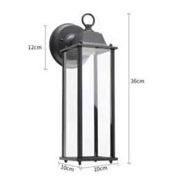 Living And Home E27 Glass Lantern Shade Outdoor Waterproof Metal Wall Light With Black Frame - thumbnail 8